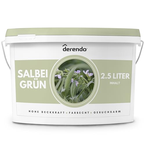 derendo Exklusive Wandfarbe grün 2,5L, hohe Deckkraft, Dispersionsfarbe innen,...