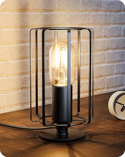 EDISHINE Nachttischlampe, Moderne Tischlampe Industrial mit E27 Leuchtmittel,...