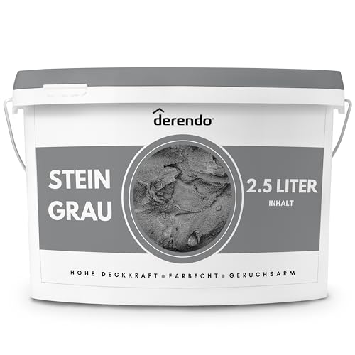 derendo Exklusive Wandfarbe grau 2,5L, hohe Deckkraft, Dispersionsfarbe innen,...