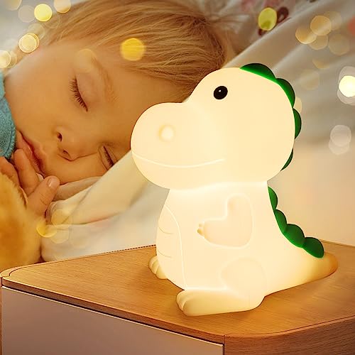 Glovios LED Nachtlicht Baby,Dinosaurier Silikon Nachtlicht Kinder USB-Aufladung,...