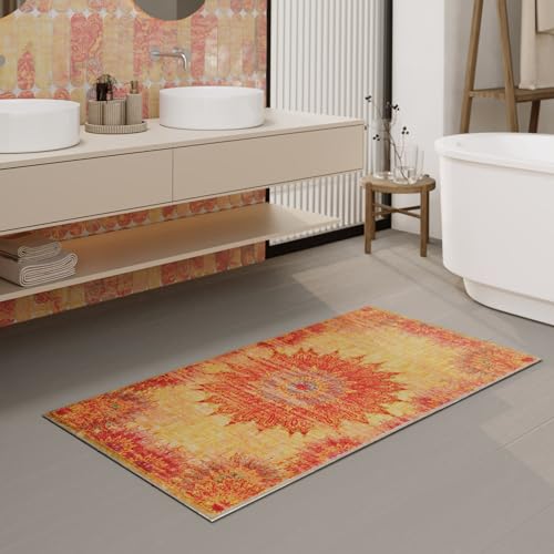 Waschbarer und Rutschfester Vintage Badezimmerteppich von WECONhome mit...