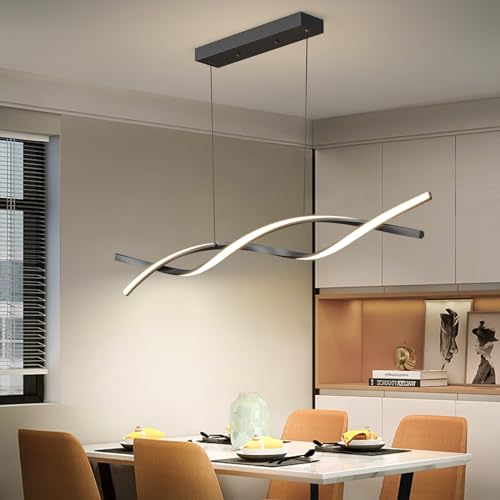 Mikeru Moderne LED-Pendelleuchte 100cm, LED Wave Hängeleuchte Esstisch...