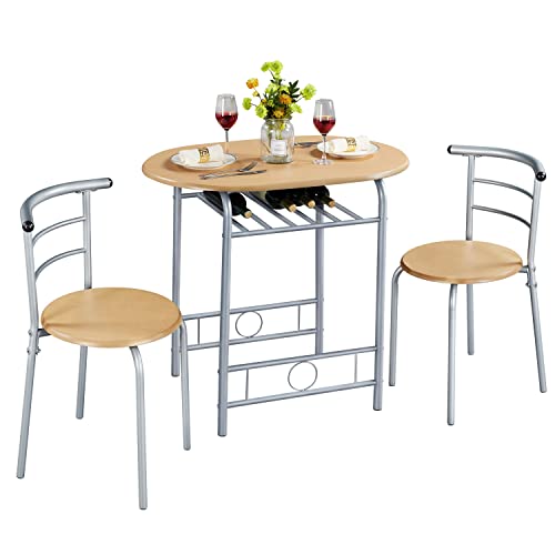 Yaheetech Essgruppe 3-teilig, Esszimmergruppe Esstisch mit 2 Stühlen Set,...