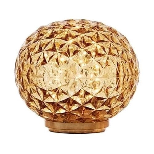 Kartell Mini Planet, Tischleuchte, Dimmbare Batterieversion, Bernstein, Ø 16 cm