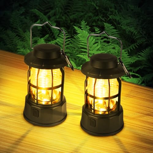 Flintronic 2 Stück LED Campinglampe Tragbar, IPX4 Wasserdichte Camping Licht,...