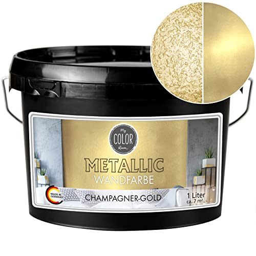 My COLOR Room®️ Metallic Wandfarbe (1000 ml - Champagner-Gold) Effekt-...