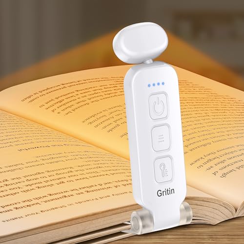 Gritin Leselampe Buch Klemme, USB C Wiederaufladbare Klemmleuchte für Lesen ins...
