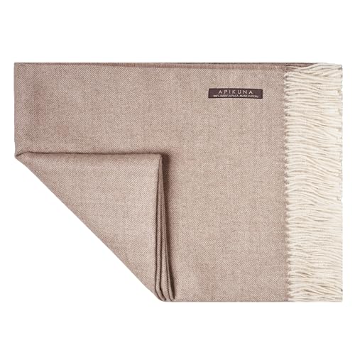 Apikuna® Alpaka Wolldecke aus 100% feinster Baby Alpaka Wolle - 180 x 130 cm in...