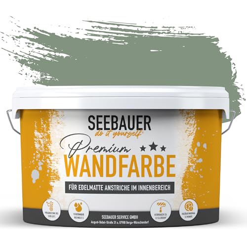 SEEBAUER diy Wandfarbe Grün 2,5L für Innen (No. 762 Nordic Wood) Edelmatte...