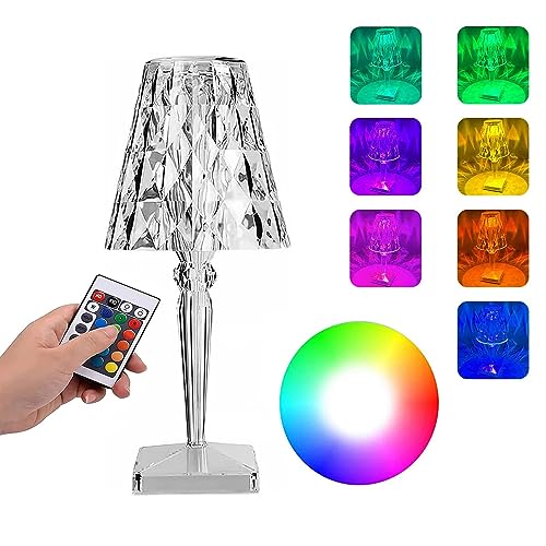 KEAGAN LED Tischlampe aus Kristall, Kristall LED Tischlampe, Akku Tischlampe,...