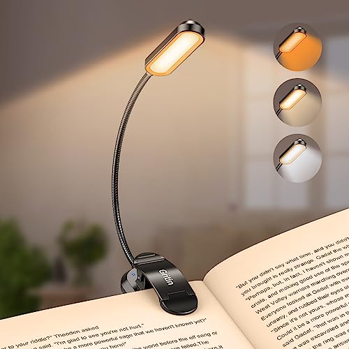 Gritin Leselampe Buch Klemme mit 11 LEDs, LED Buchlampe USB C Wiederaufladbar, 3...