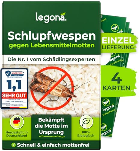 Legona® Schlupfwespen gegen Lebensmittelmotten | 4 Karten à 1 Lieferung |...