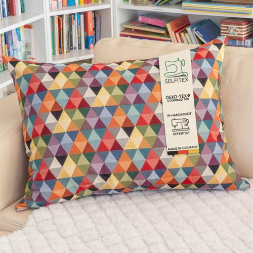 Selfitex Buntes Couchkissen XXL 60x80 cm, Sofakissen mit Füllung und Bezug,...