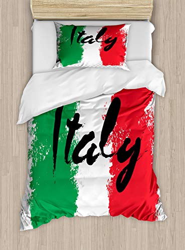 ABAKUHAUS Italien Bettbezugs Set für Einzelbetten, Italienische Flagge Bunte...