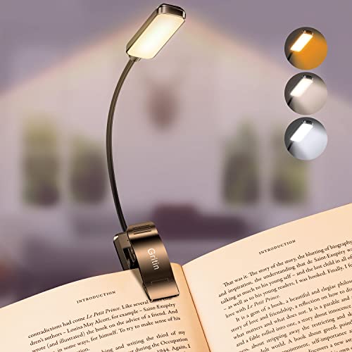 Gritin Leselampe Buch Klemme, Buchlampe, 3 Farbtemperatur Modi, Stufenlose...