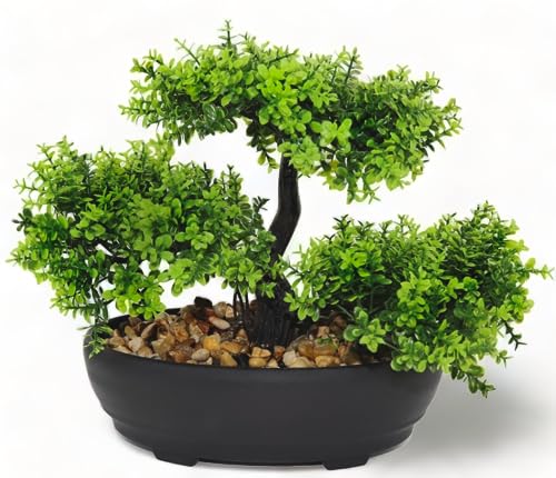 Kunstbonsai Bonsai-Kunstbaum - Künstlicher Buchsbaum Bonsai im Topf für...