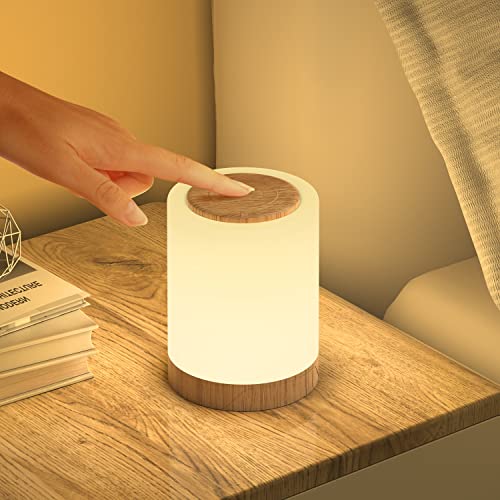 Nachttischlampe, Nachttischlampe Touch Dimmbar mit 10 Farben, LED Tischlampe...