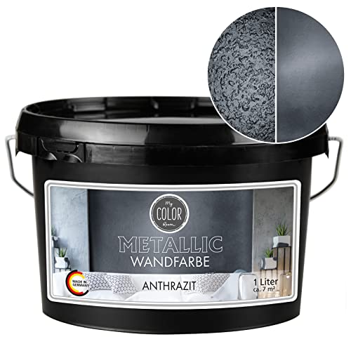 My COLOR Room Metallic Wandfarbe (1000 ml - Anthrazit) Effekt- Kreativfarbe für...