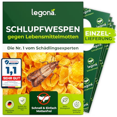 Legona® - Schlupfwespen gegen Lebensmittelmotten / 4X Trigram-Karte à 1...