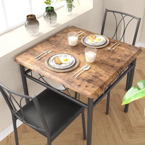 Salutmeuble 3-teiliges Küchentisch-Set, Tisch und Stühle für 2, quadratischer...