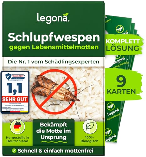 Legona® Schlupfwespen gegen Lebensmittelmotten | 3 Karten à 3 Lieferungen |...