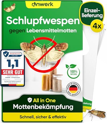 anwerk® Schlupfwespen gegen Lebensmittelmotten - 4 Karten à 1 Lieferung -...