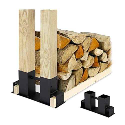 Relaxdays Holzstapelhilfe 2er Set, DIY Holzunterstand für Kanthölzer,...